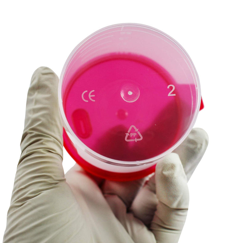 Medi-Inn urine cup 125 ml with red snap-on lid urine sample cup plastic cup (25 pieces) 25