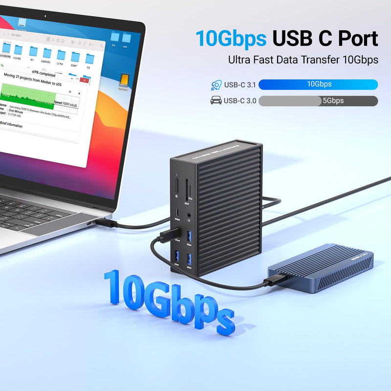 ACASIS USB C Docking Station Dual Monitor,16-in-1 Laptpop Docking Station with 2* HDMI,VGA,2.5G Ethernet,SD/TF,10Gbps USB-C 3.1,3.5mm Audio,PD100W,USBC Hub for MacBook/Dell/Lenovo/HP/ThinkPad (Black) Black