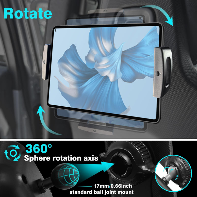 BestEvMod Seat Back Second Row Anchor 1/4 Screw Mount Phone Holder Tablet Mag Safe Compatible with 2022-2024 2025 2026 Rivian R1T&R1S Backseat fits All Phones&Android 360° Adjustable(Tablet Holder) Tablet Holder