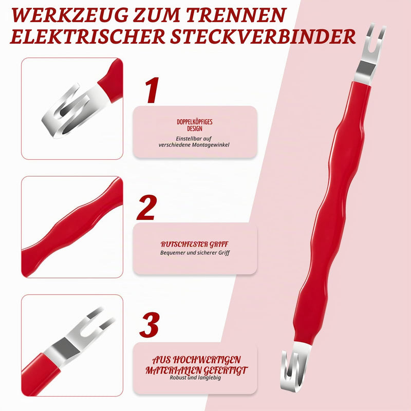 Tool for removing disconnectors for electrical connection terminals in the car, car plug remover set, disassembly tool car trim, plastic wedges car electrical quick connection