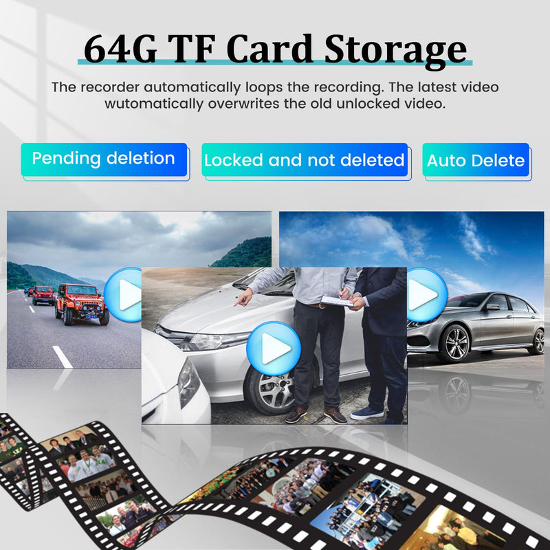 4.5 Inch Rear View Mirror Camera for Car with 64G TF Card, 1080P IPS Touch Screen/Loop Recording / 150° Wide Angel/Night Vision/G-Sensor/Parking Assistance