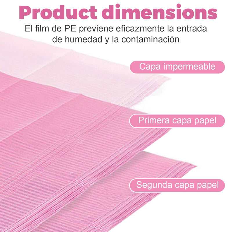 Pack of 125 Tattoo Underlay Waterproof Pink - Disposable 3-Layer Dental Napkins, Absorbent Tablecloths for Tattoo Studios, Dental Practice & Nail Studios, 32 x 45 cm - Tattoo Underlay Ideal