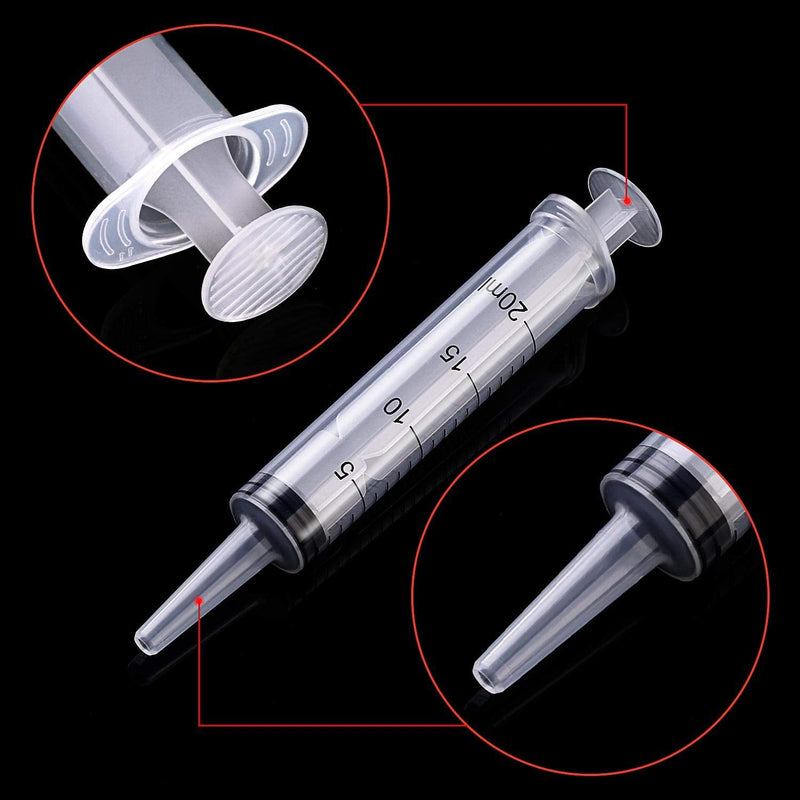 Cuyacili 4 Pieces 20 ml Large Plastic Syringe without Needle Syringe | Transparent Plastic Tubes with Hose PVC Scale Dosing Syringe for Scientific Labs Measuring Fluids Animal Feeding 20ml