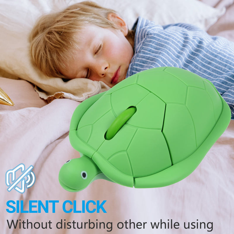 elec Space Wireless Turtle-Shaped Mouse, 2.4G Optical Computer Mouse, 3 Buttons, 12 x 7.7 cm (Mint Green) Mint Green