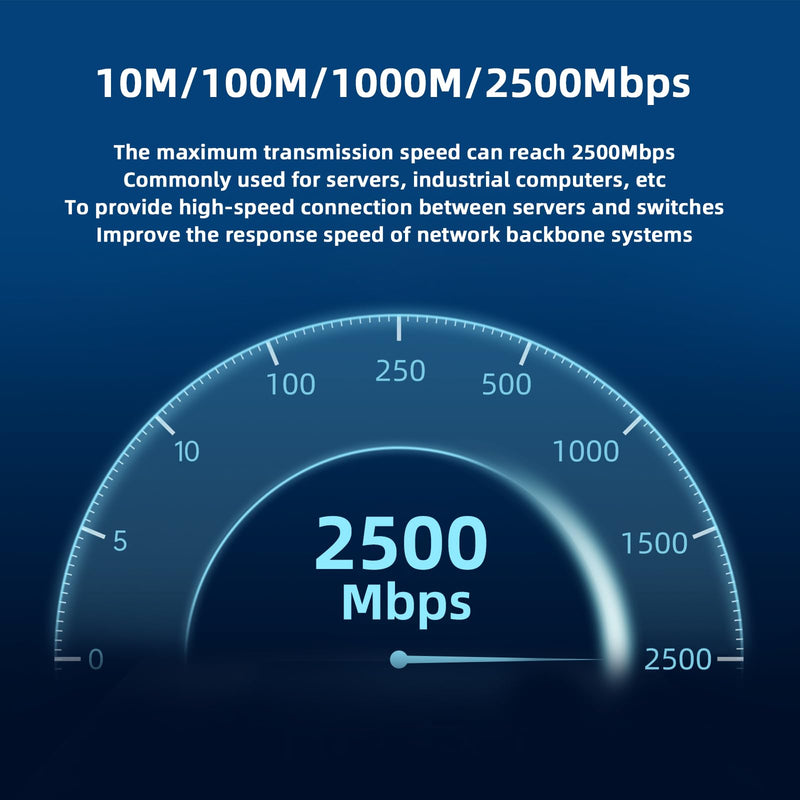 2.5G Dual Port Gigabit Network Card,with Intel I225 Chip LAN NIC Card, 2500M Gigabit Dual RJ45 Ports Ethernet Server Adapter Support Windows 11/10 Windows Server 2022