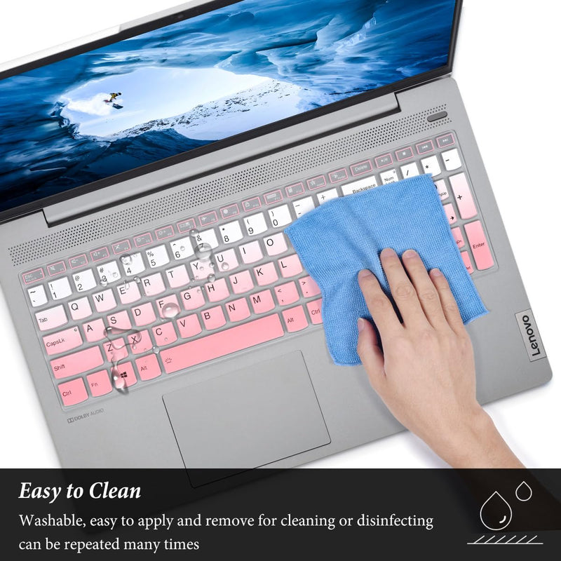 Keyboard Cover for Lenovo IdeaPad 1 1i 15ijl7 15alc7 15iau7/ideaPad 5/Yoga 7i 15.6", Lenovo Yoga 7i/IdeaPad Flex 5 5i/ IdeaPad Slim 5 16" Skin,Lenovo ThinkBook/V15 G4 G3 G2 Protector-Gradual Pink Gradual Pink