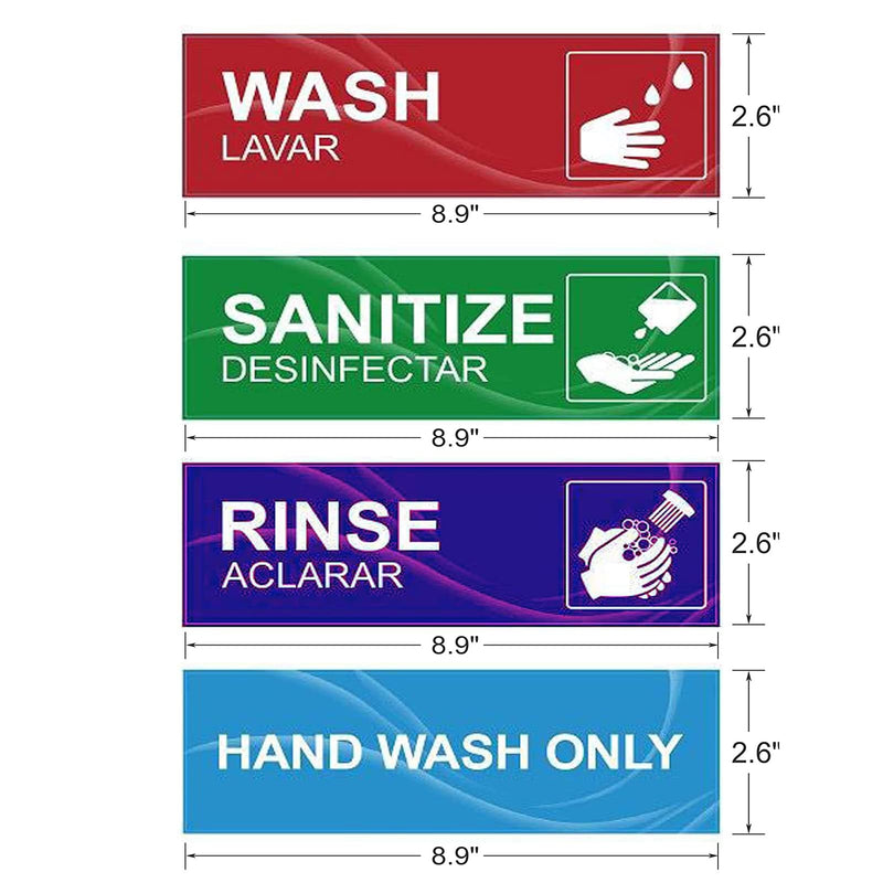 [Australia - AusPower] - 4 Pack Wash Rinse Sanitize Sink Labels, Waterproof Sticker Signs Perfect for 3 Compartment Sink - Restaurants, Commercial Kitchens, Food Trucks, Dishwashing or Wash Station 