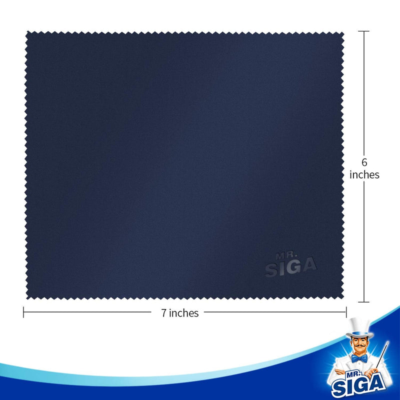 MR.SIGA Premium Microfiber Cleaning Cloths for Lens, Eyeglasses, Screens, Tablets, Glasses, 6 Pack, 6 x 7 inches (15 x 18 cm) Navy/Gray 6 Pack-6 X 7 inch