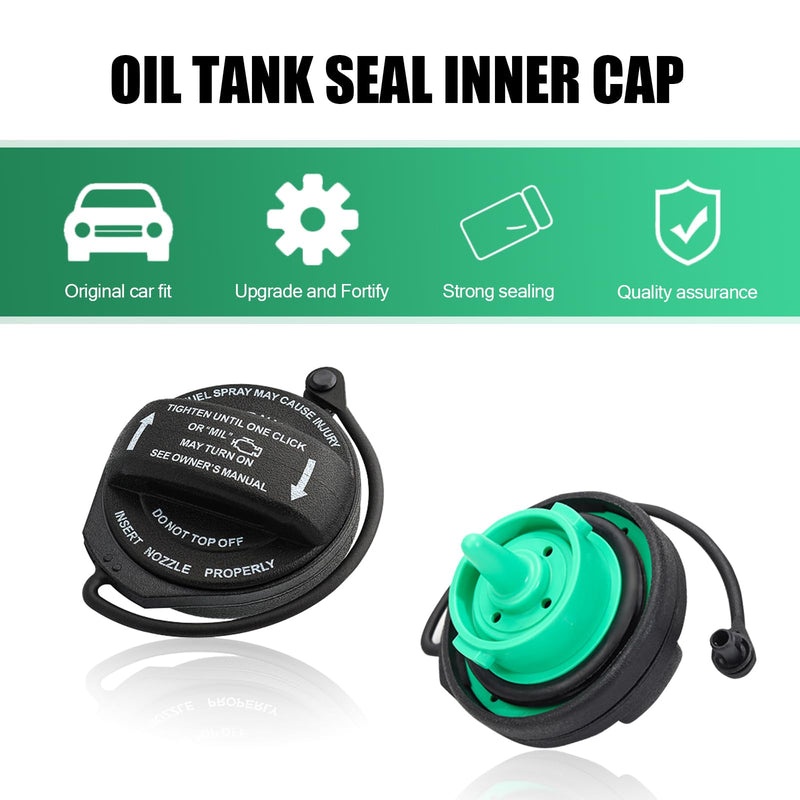 1 PC Car Fuel Tank Cap, Fuel Filler Cap Replacement Parts 5C0201550T 5Q0201550L, Tightly Sealed Waterproof and Dustproof Inner Cover, Compatible with Audi Models (Black)