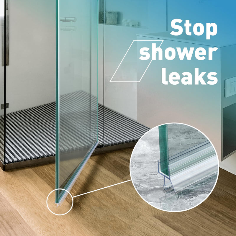 Shower Door Bottom Seal,2 PCS 1/4" X 36" Shower Door Sweep for 1/4 Inch Glass,Frameless Glass Door Seal Strip to Seal 11mm Gap - Stop Shower Leaks and Create a Water Barrier For 1/4" Glass
