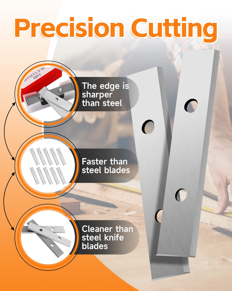2-3/8"(60MM) Carbide Paint Scraper Blade, 10Pcs Double-Edged Reversible Replacement Heavy Duty Blades, Fit for TJATSE, Oneida Air, Warner100X Scraper, for Paint, Wood, Glue and Concrete 2-3/8"(60MM)