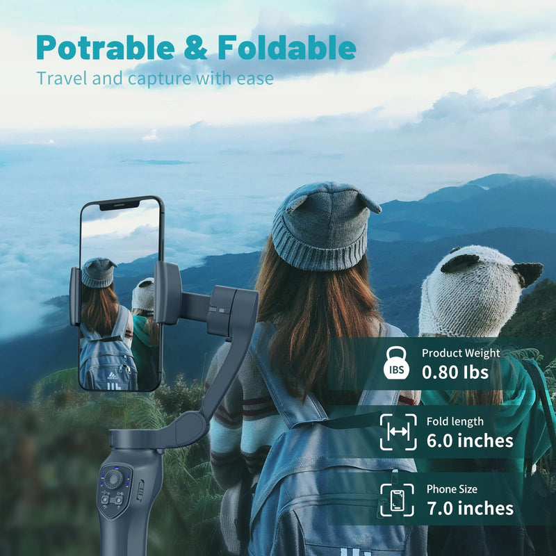 L7C Pro, Gimbal stabilizer for iPhone, Phone Stabilizer for Video Recording with Face/Object Tracking, 3-Axis Gimbal for Android & iPhone 15 Pro Max, Foldable iPhone Gimbal Vlog Recording L7C Pro