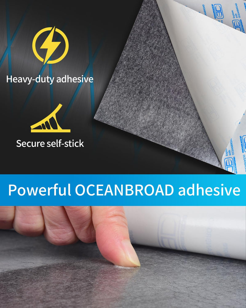 OCEANBROAD Diamond Boat Flooring with Self-Adhesive 96''x16''/38''/47'' | Double-layer, Non-Slip, 6 mm Eva Foam Marine Decking, Easy to Install, For Motor Pontoon Boats, RV Floor, Kayak, Surfboard Gray with Blue Lines 96''L x 16''W-10.67sqft