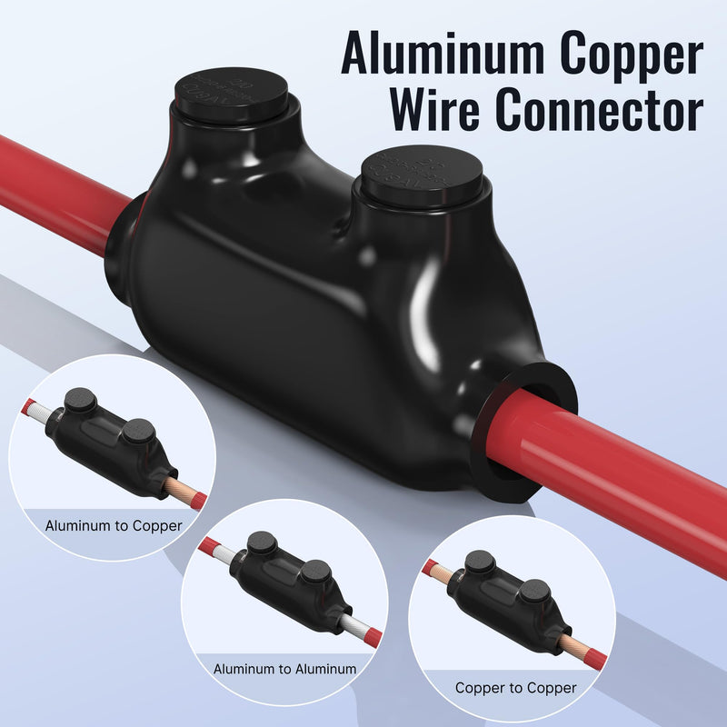 RVBOATPAT Insulated Inline Splice Connector 2/0-6 Gauge Wire Connectors Aluminum to Copper Wire Connectors 3/16" Slotted Allen Hex Insulated Cable Connectors - 5 Pack 2/0-6 AWG
