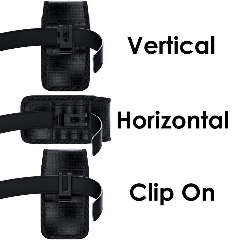 Cell Phone Holster for Samsung Galaxy S23+ Plus S22+ S21+ S20+ 10+, S20 FE, A55 A54 A53 A52 A51 Case with Belt Clip Belt Holder Pouch Carrying Cover (Fits Plus Models with Case on) Black Nylon Large
