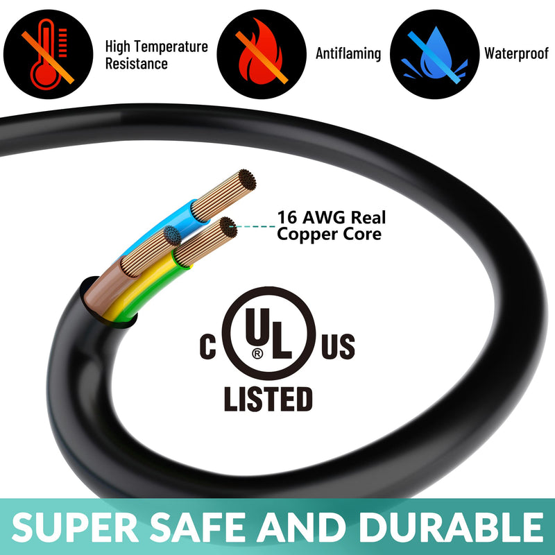 4 Way Power Cord Splitter Cable (3 Pack)-3 Prong 1 to 4 Extension Cord-Outlet Saver-Elecan Male to Female Y Splitter Power Extension Cable Strip–UL Certified SJTW 16 Gauge 13 A/125 V–1.5 Feet Black 3 PACK 1.5 FT