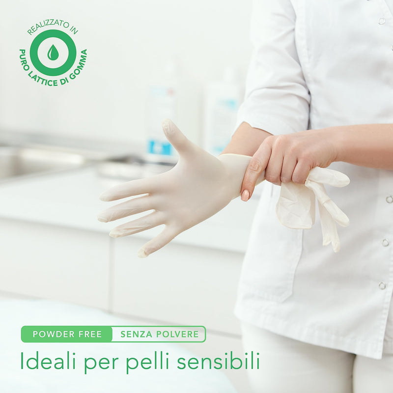 AIESI Doctor Gloves Disposable Latex Gloves with Powder for Medical Use L