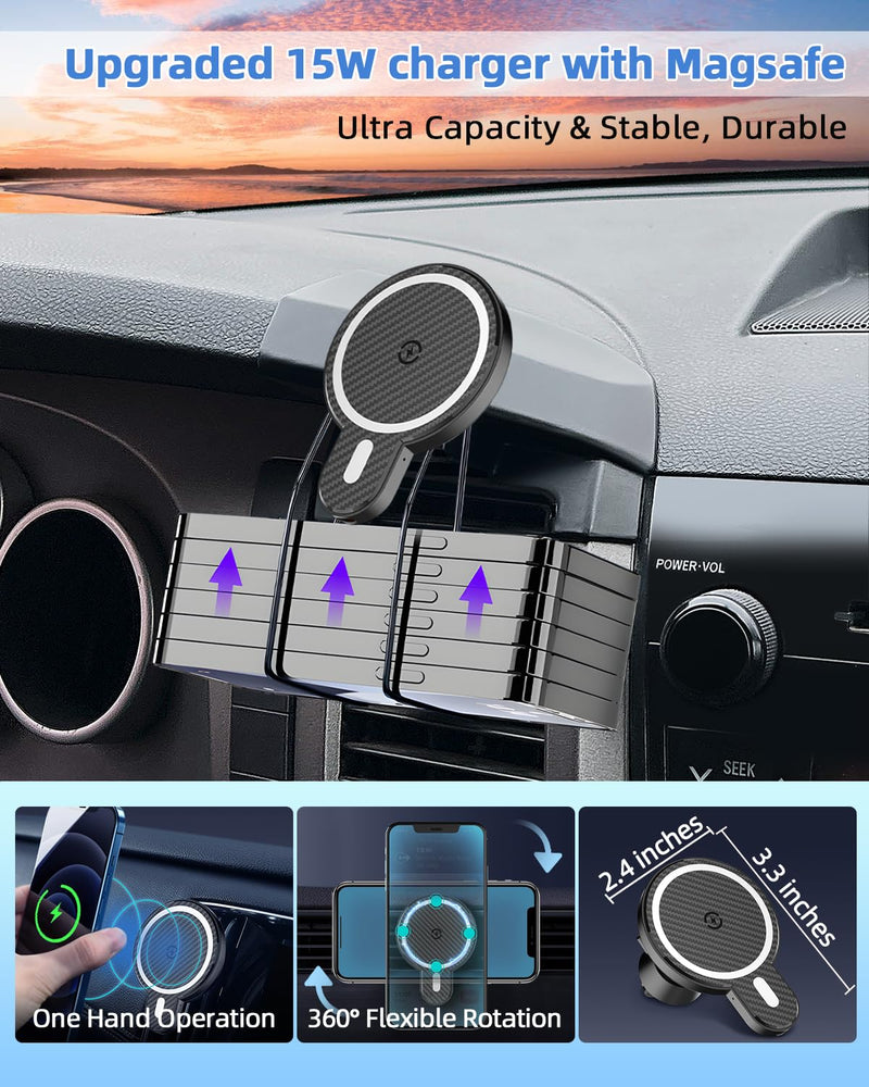 Car Phone Mount for Toyota Tundra 2007 2008-2011 2012 2013 /Sequoia 2008-2011 2012 2013 Accessories Custom Air Vent Car Phone Holder Magnetic 15W Fast Wireless Charger Automobile Cradles Cradles Tundra 2007-2013 Magsafe+ Wireless Charger