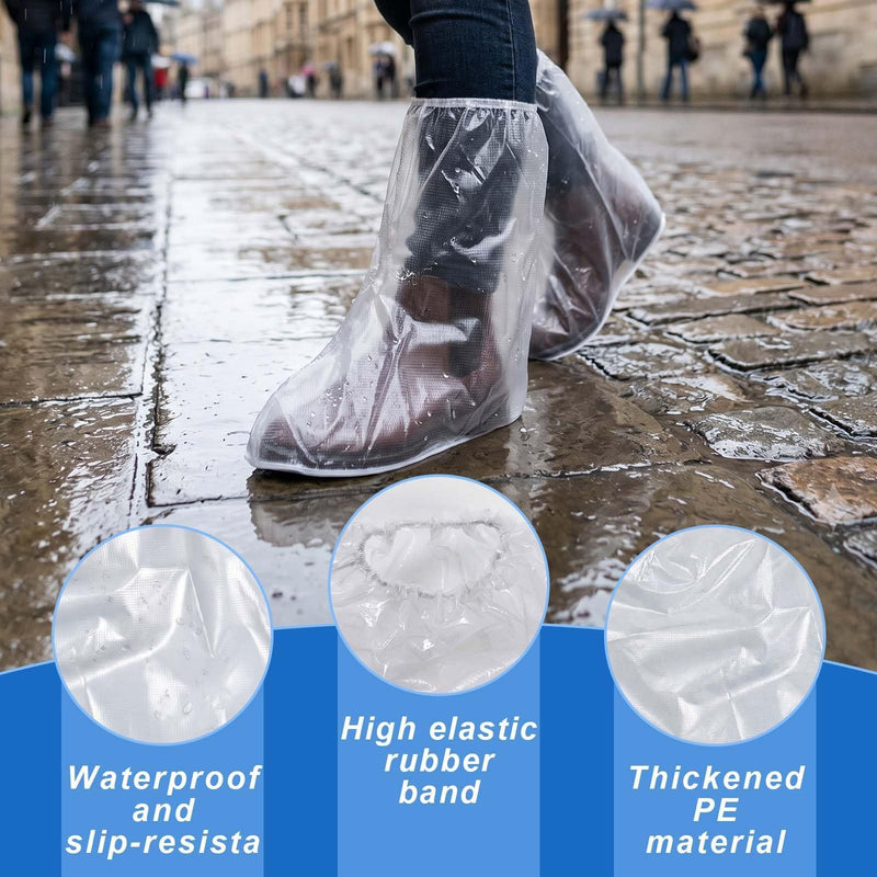 25 Pairs Transparent Overshoes Non-Slip 30 x 38 cm Overshoes Boot Covers for Men and Women Overshoes Non-Slip Overshoes Suitable for Outdoor Camping