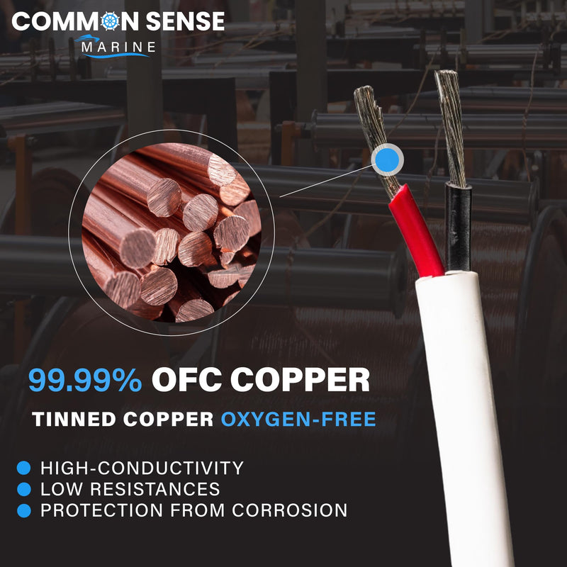 14 Gauge 2 Conductor Marine Wire - 30 ft Duplex Flat Marine Grade Wire Tinned Copper Oxygen-Free Insulated - 14/2 AWG UL 1426 Standard PVC Wire for Boat, Automotive, Speakers, Camper & Trailers 30 Feet (Spooled)