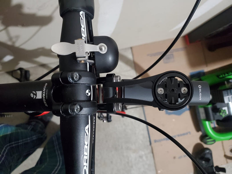 corki Cycles Adjustable Angle Out Front Stem Mounted Cycle Computer Bike Mount Compatible with Garmin Wahoo Bryton Cateye Adjustable Black