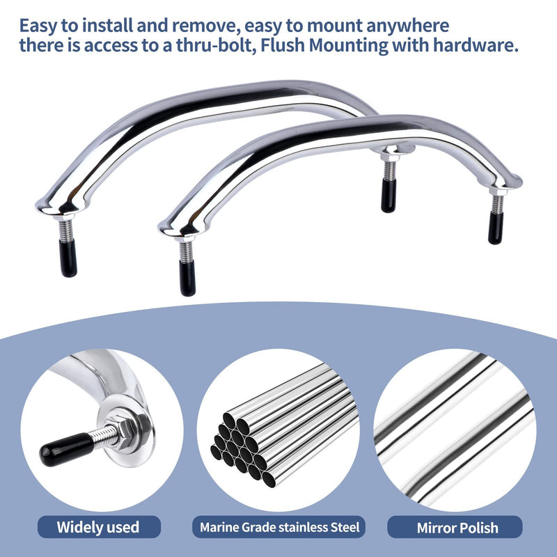 8" Boat Grab Bar 316 Stainless Steel Polished Grab Handle Handrail Hardware Multipurpose