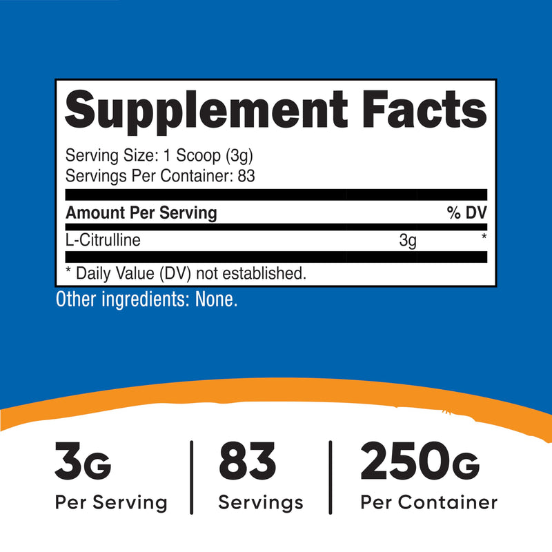 Nutricost Pure L-Citrulline (Base) Powder 250 Grams (Pack of 2) 16.8 Ounce (Pack of 2)