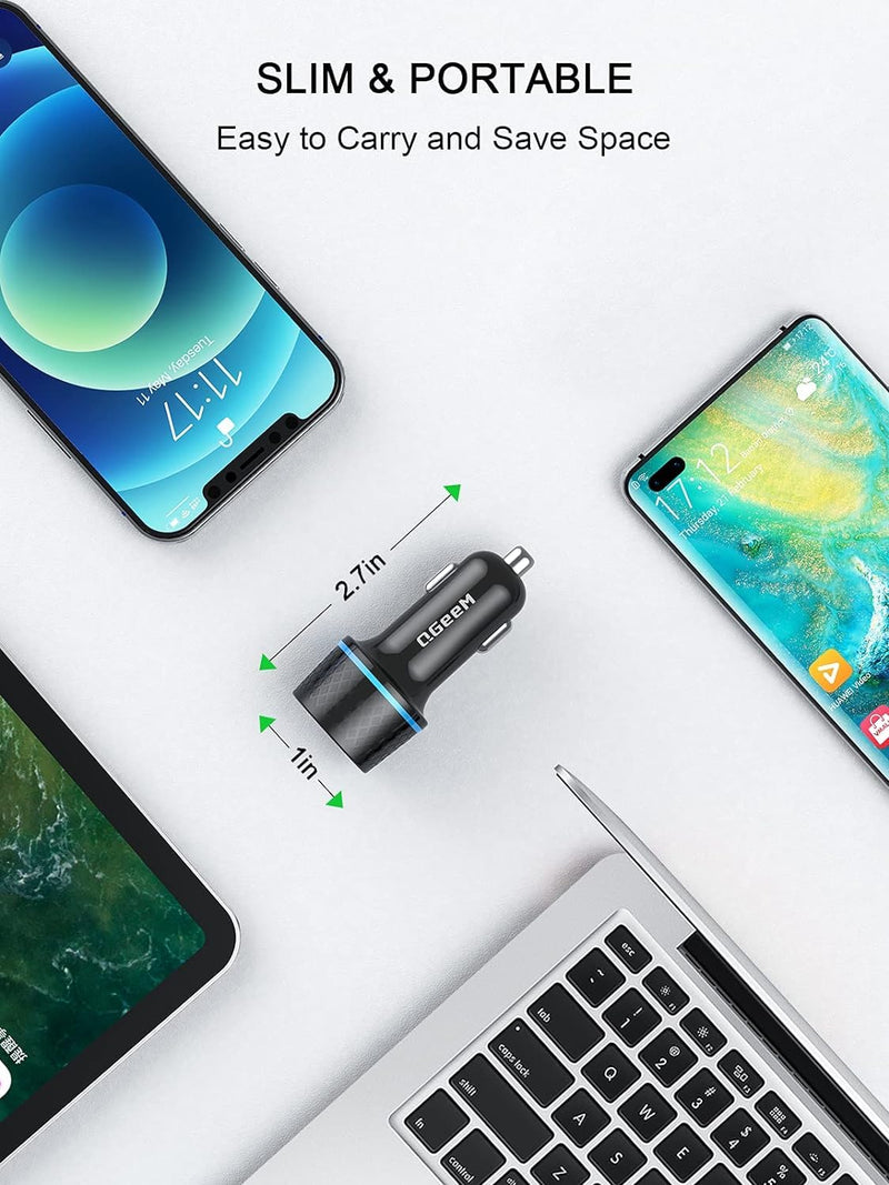 QGeeM USB C Car Charger Adapter, 2Pack 91W Fast Charging Cigarette Lighter Charger with PD3.0, USB Type-C Phone Charger Compatible for iPhone 15 14 13 Pro MAX,iPad Pro,Galaxy S24 S23 S22 and more.