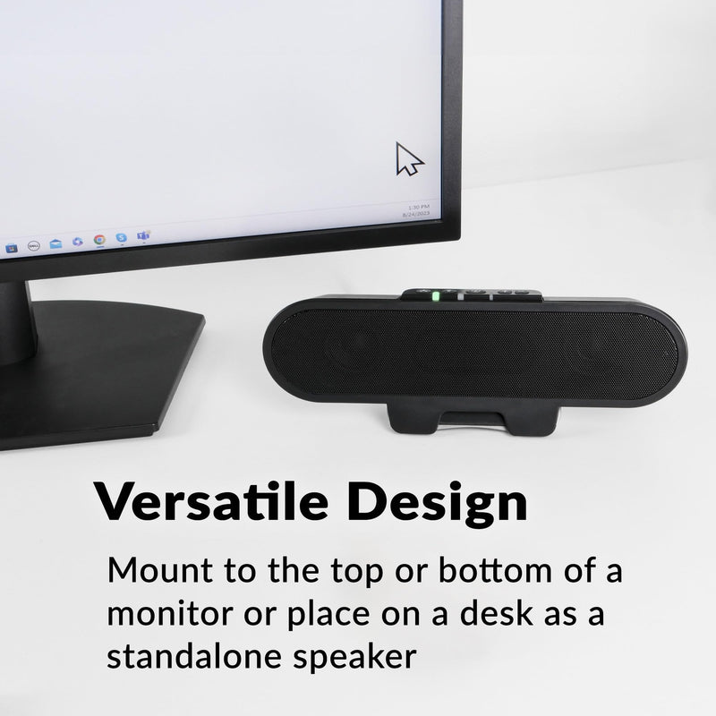 Cyber Acoustics USB & Bluetooth Speaker Bar (CA-2890PRO) USB Powered Speaker with Speakerphone for PC and Bluetooth for Smartphones, Clamps to Monitors up to 2 Inches Thick USB & BT - Pro