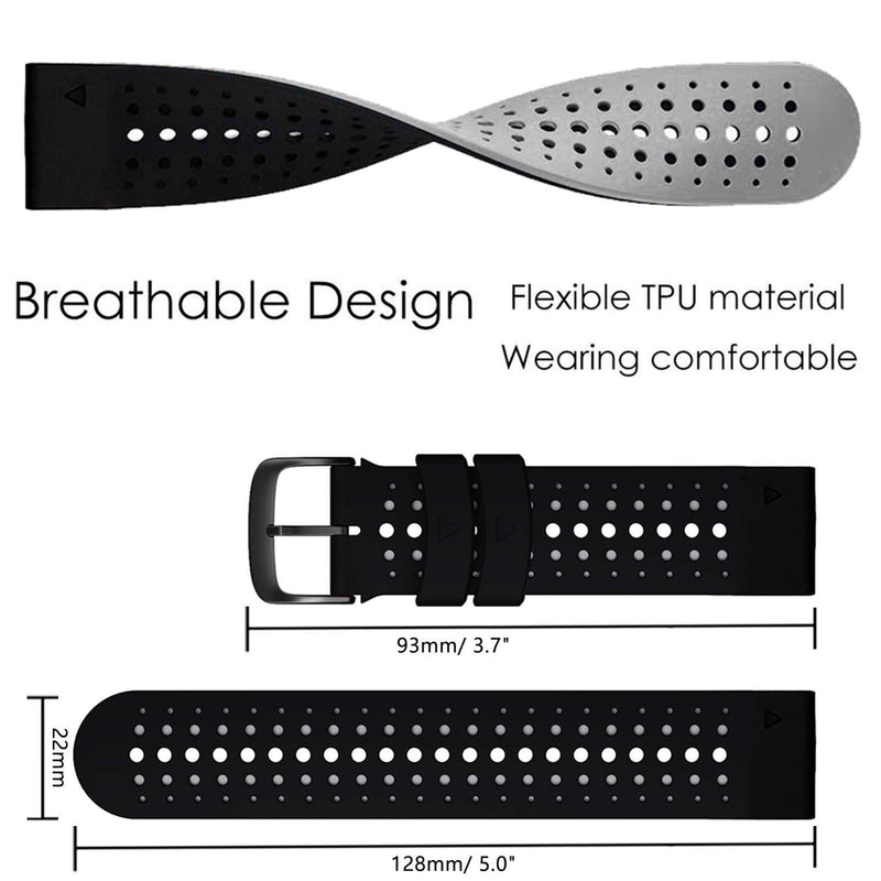 Abanen for Fenix 7 / Fenix 6/ Fenix 5 / EPIX 2 Silicone Quick Fit 22mm Watch Bands, Soft Sport Skin-Friendly Waterproof Wristband Strap for Garmin Instinct/Instinct 2 Solar,Approach S62 Black-Grey