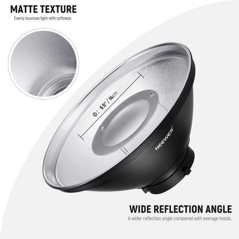 NEEWER 12"/30cm Metal Beauty Dish Bowens Mount Reflector Kit with White Diffuser Sock, Honeycomb Grid for Strobe Flash Video Light Compatible with Godox AD600 NEEWER CB60 Q4 Vision 4 S101 Series, LD30
