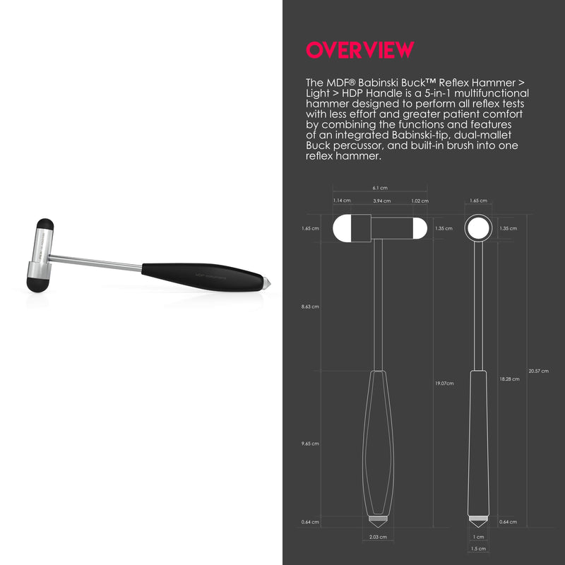 MDF Instruments Buck Neurological Reflex Hammer MDF515 Black HDP Handle Black (Noirnoir) - Hdp Handle
