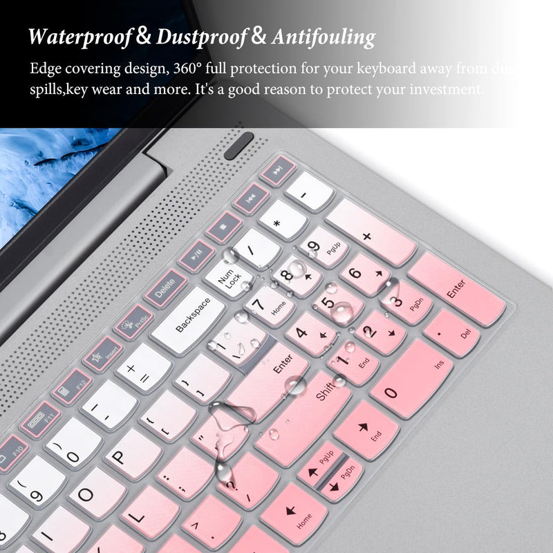 Keyboard Cover for Lenovo IdeaPad 1 1i 15ijl7 15alc7 15iau7/ideaPad 5/Yoga 7i 15.6", Lenovo Yoga 7i/IdeaPad Flex 5 5i/ IdeaPad Slim 5 16" Skin,Lenovo ThinkBook/V15 G4 G3 G2 Protector-Gradual Pink Gradual Pink