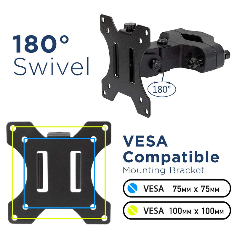 Mount-It! Universal VESA Pole Mount | Full Motion TV Pole Bracket | VESA 75 100 | Fits TVs or Monitors Up to 32 Inches 17" - 32"