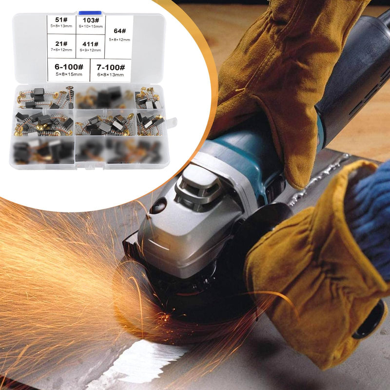 72 Carbon Brushes Motor Carbon Brushes Power Tool Carbon Brushes Replacement 7 Sizes | UYUYong Motor Carbon Brushes Carbon Brushes with Spring for Electric Motor, Hammer Drill Angle Grinder Many Power Tools