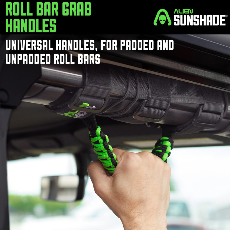 Alien Sunshade Jeep Grab Handles (Green) - Fits 1955-2023 Jeep Wrangler JL, JK, TJ, YJ & Jeep Gladiator Accessories, Jeep Gifts - Jeep Wrangler Accessories Grab Handles - Jeep Accessories Green