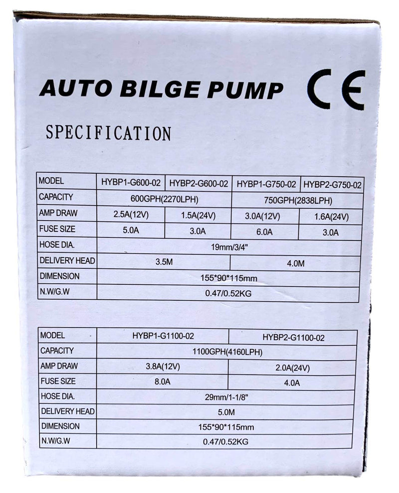 OASIS MARINE Automatic Bilge Pump with Built-in Float Switch 1100 GPH 12V Water Removal Pump, Stainless Steel Shaft, Snap-Lock Strainer Base, Quiet Operation, 1-1/8" Hose Outlet