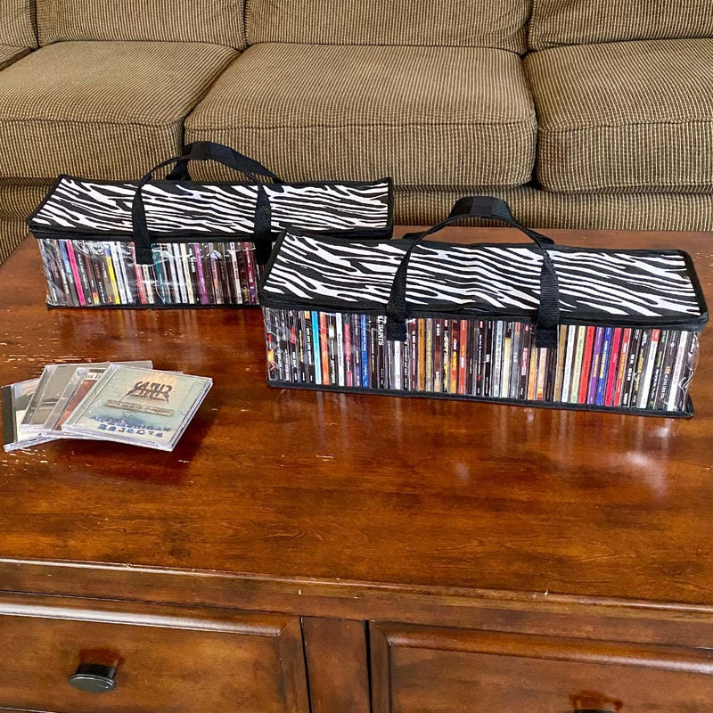 Evelots 2 Pack CD Storage Bags, Clear PVC Plastic-Holds 96 CDs With Cases Total-Strong Handles-Protects from Scratches/Dirt/Dust/Moisture Set of 2