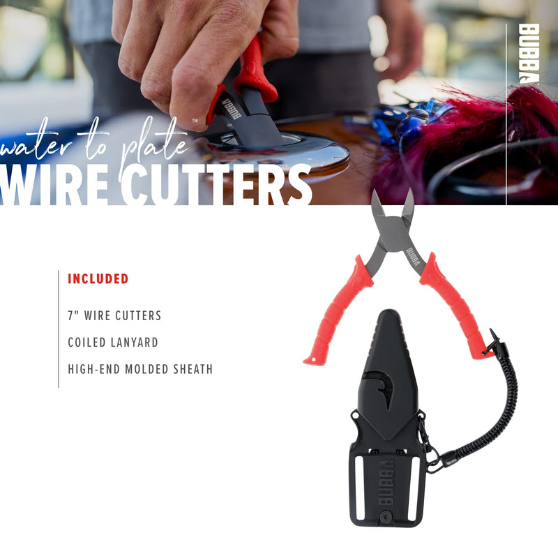 BUBBA 7" Wire Snips with Spring-Loaded Non-Slip Grip Handle for Cutting Wire, Leaders or Cable for Fishing Red