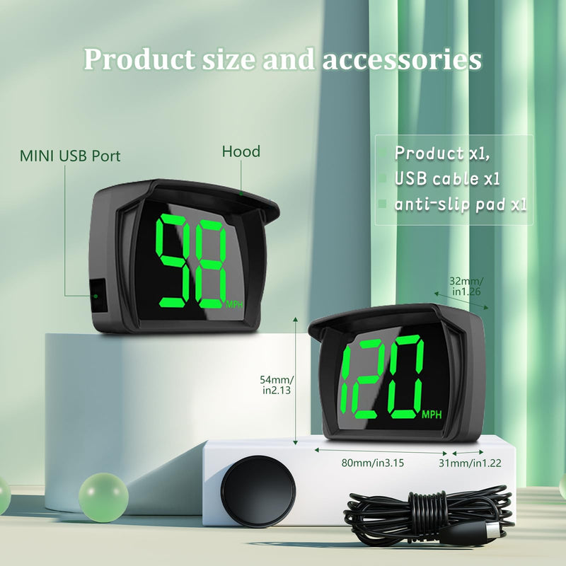 New Speedometer Y03 HUD GPS Digital Speed Meter MPH Speedo Head Up Display for Cars Trucks, USB Cable Plug & Play (Y03)