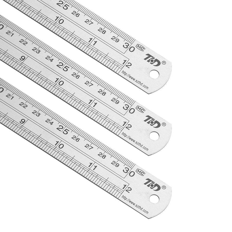 ZZTX Ruler Metal Straight Edge Stainless Steel Ruler 12 Inch Ruler Set Rulers Bulk 12 Pack