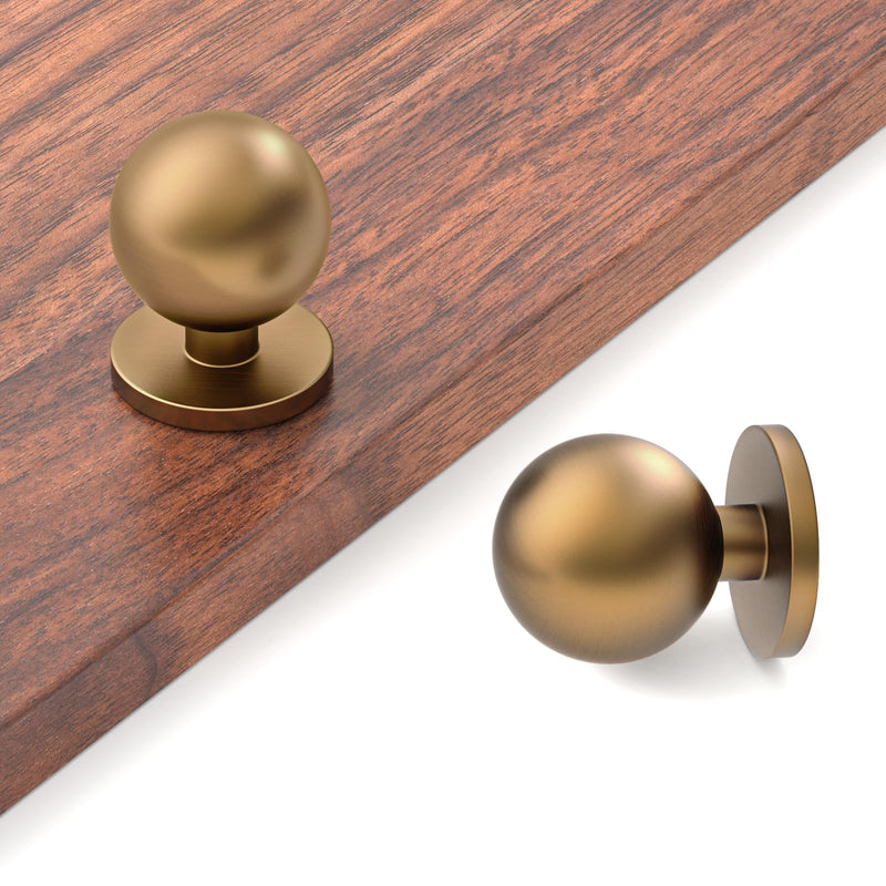 FILTA 10 Pack 1Inch(27mm) Diameter Round Solid Ball Champagne Bronze Cabinet Knobs Drawer Pulls Cabinet Hardware for Kitchen Cabinets and Bathroom Cabinets Single Hole Knob
