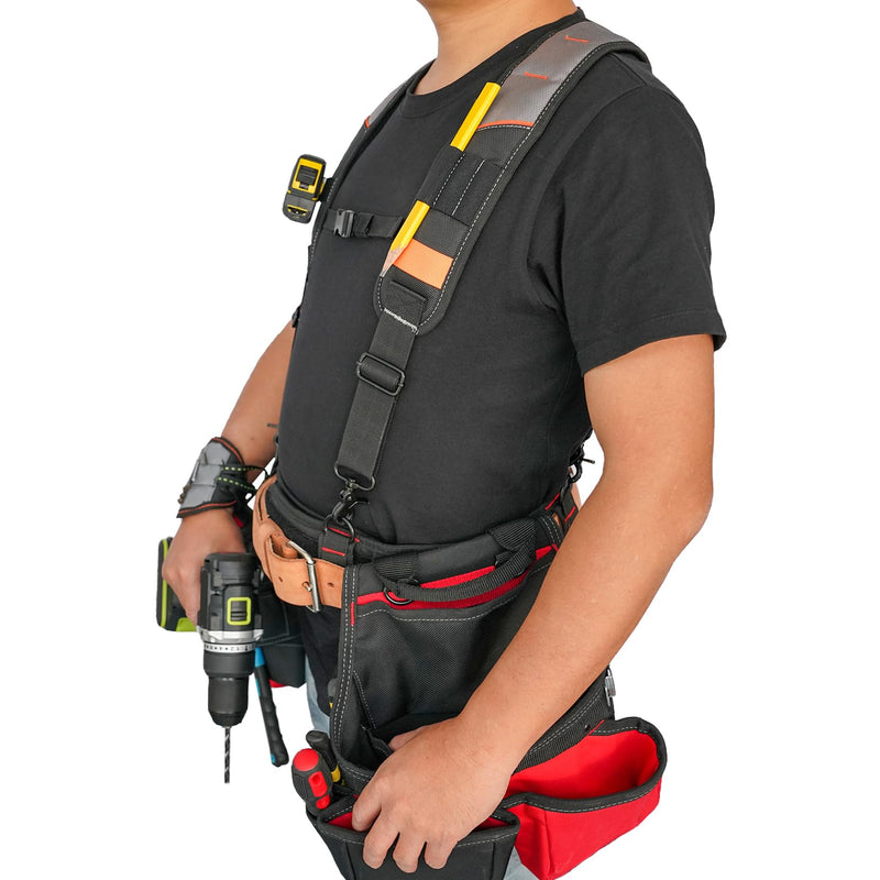 KUNN Tool Belt Suspender with Magnetic Wristband for Framer Carpenter Electrician Tool Belt(Gray Color) SW001A-Gray
