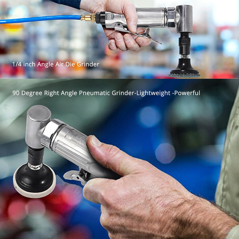 EYPINS Angle Air ‎Die Grinder 1/4 inch - Pro Pneumatic Right Angle Grinder 20000 RPM,with Sanding Discs, Lightweight,Variable Speed for Contour Grinding,Polishing,Cutting,Air Powered Compressed Silver