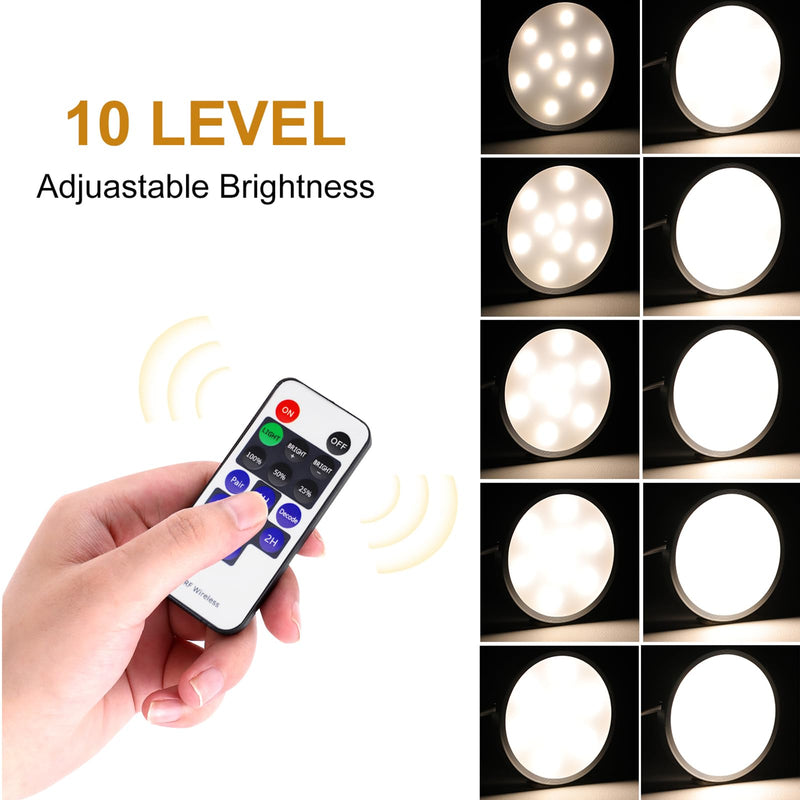 AIBOO LED Under Cabinet Lighting Fixture Kitchen Under Counter Lights with Plug in and Wireless RF Remote Control, 6 Thin Cabinet LED Puck Light Kits (4000K Natural White) 4000K Natural White