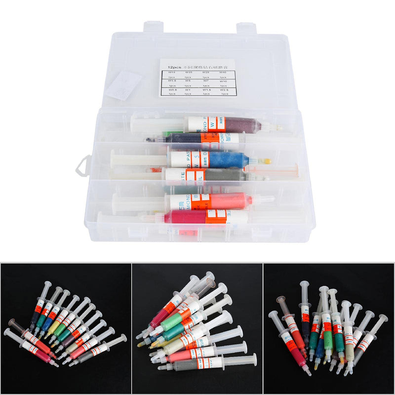 12-Piece Polishing Agent Set for Jewellery and Metal, Fine Lapping Paste and Final Polish Paste with Storage Box for Professional Jewel Polishing and Metalworking