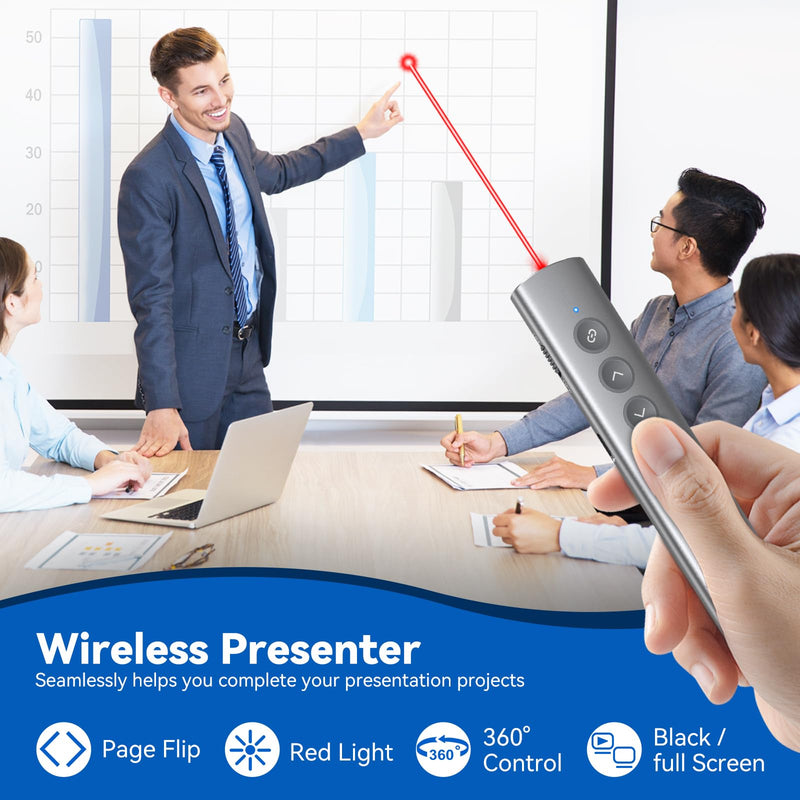 Metal Presentation Clicker with Laser Pointer for Powerpoint Presentations Powerpoint Clicker Remote Wireless Presenter Presentation Clicker Power Point Clicker (Red Light-Model A) Red Light-Model A