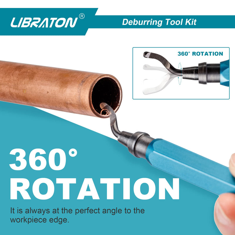 LIBRATON Deburrer with 11 Blades, Hand Deburrer, Plastic | Universal deburring tool for plastic (also 3D printing), metal, stainless steel, aluminum, steel 11 blades (3 variants) A