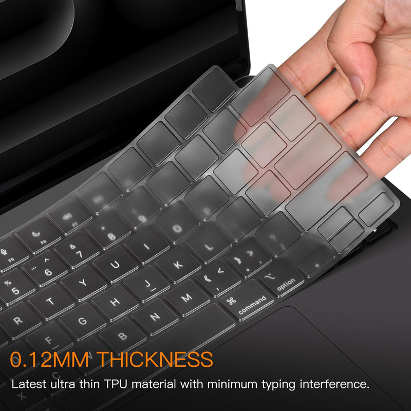 CaseBuy Premium Keyboard Cover for 2024 2023 MacBook Pro 14 16 inch M3 Pro/Max Chip Liquid Retina Display & Touch ID Keyboard Protector Accessories -Space Black MacBook Pro 14/16 Inch Space Black