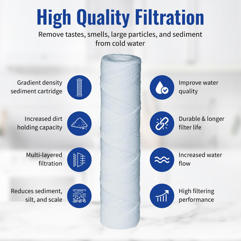 CFS – 10" x 2.5" Sediment Water Filter Cartridges Compatible with Campbell 1SS Models – 5 Micron Replacement Filter – Removes Bad Taste & Odor – Whole House Filter – 5 Pack 5 Count (Pack of 1)